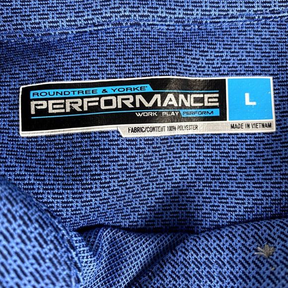 Roundtree & Yorke Performance Polo Shirt Mens L Blue Work Play Golf Short Slv - Picture 6 of 9